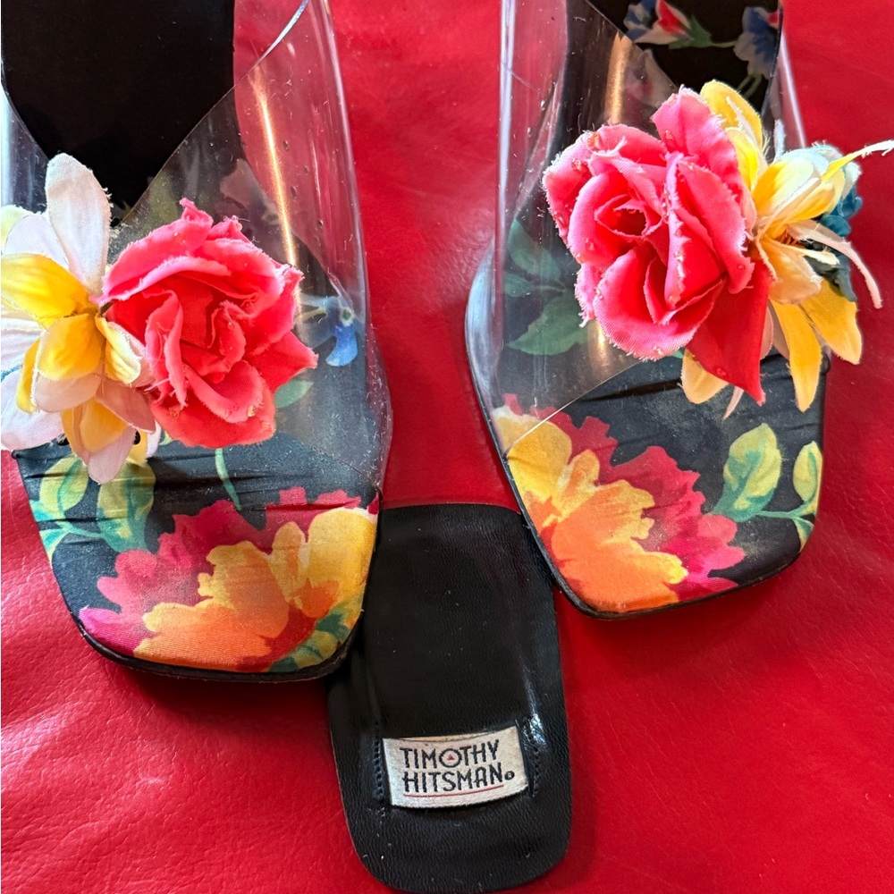 Timothy Hitsman Women's Floral Heels - Black and Pink